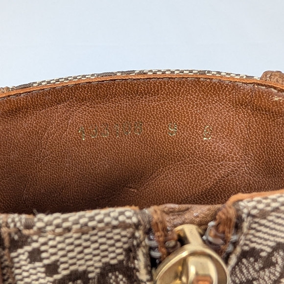 Vintage Gucci Tom Ford GG Monogram Square Toe Kitten Heel Ankle Boots Brown 9 - Picture 10 of 14